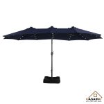 15-ft Navy Blue Solar Powered No-tilt Market Patio Umbrella with Base