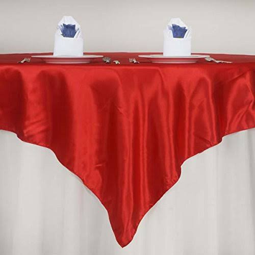 702ce09e22c43cc602a8057fc0e1b11b29be9c257850c508dd3d53687cea0982.jpg Tableclothsfactory 72" Satin Square Table Overlay for Wedding Catering Party Table Decorations Red (Table Toppers)-Pack of 5 - Image 1