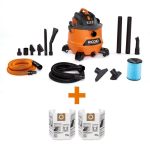 Ridgid HD1401A 14 Gallon 6.0 Peak HP NXT Wet/Dry Shop Vacuum with Fine Dust Filter, Dust Bags, Hose, Accessories and Car Cleaning Kit