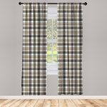 Plaid Semi-Sheer Rod Pocket Curtain Panels (Set of 2) East Urban Home Size per Panel: 28" x 63"