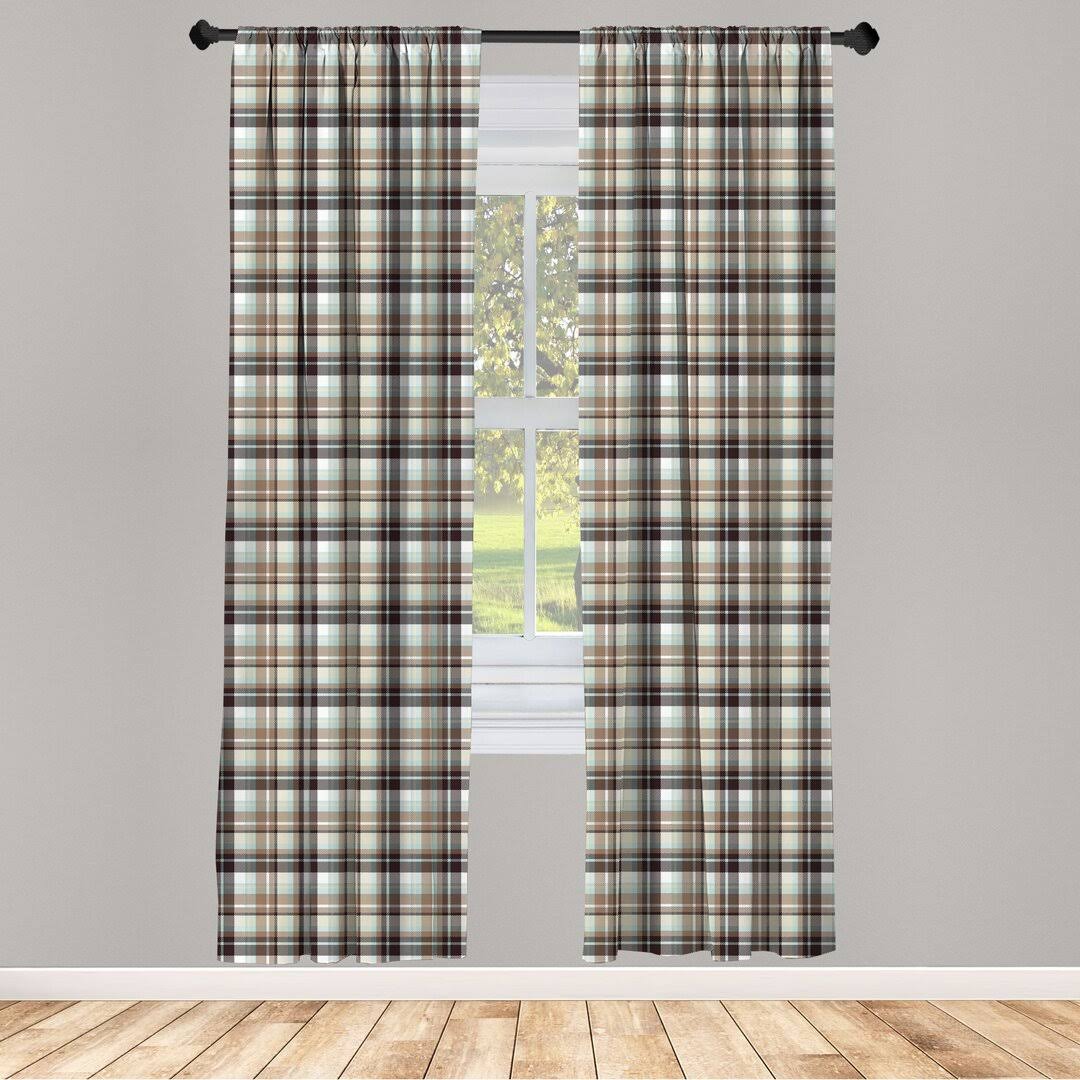 70938be841073934e9f6d99a71d48aa670e0cfd5e519b603204123c4ee2a4a68.jpg Plaid Semi-Sheer Rod Pocket Curtain Panels (Set of 2) East Urban Home Size per Panel: 28" x 63" - Image 1