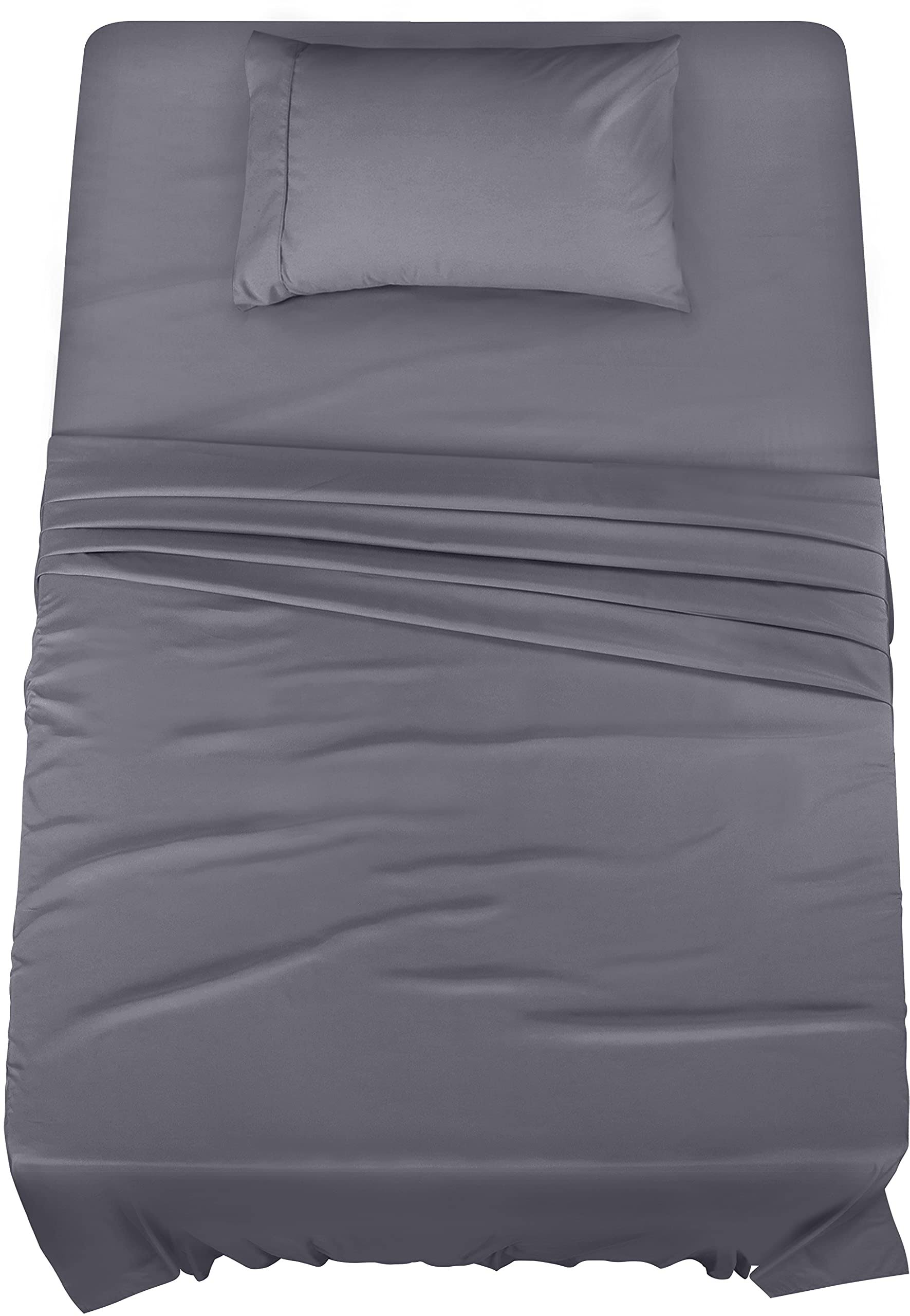 70cba42fe6b25716788263200e05e3965a0dbacc3d64c15367f4274ff70152ac.jpg Utopia Bedding Soft Brushed Microfiber Wrinkle Fade and Stain Resistant 3-Piece Twin Bed Sheet Set - Grey - Image 1