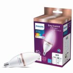 Philips 562454 Smart Wi-Fi Connected LED 40-Watt B12 Candle Light Bulb, Frosted Color Dimmable, E12 Candelabra Base (1-Pack)