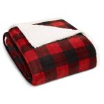 Eddie Bauer Mountain Plaid Sherpa King Blanket - Dark Red