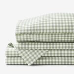 The Company Store Gingham Moss Organic Cotton Percale Twin Sheet Set, Green