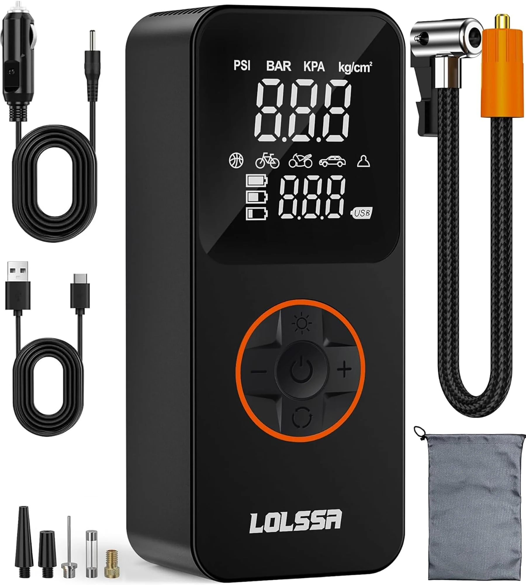 7115fa2df483d5be869b788f2edca74c27ae9946c4f676b7946feb233e6b7236.webp LOLSSA Cordless Electric Tire Inflator Portable Air Compressor - Image 1