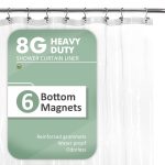 Barossa Design Longer Shower Curtain/Liner with 75 Inches Height - 6 Magnets on Bottom, Heavy Duty Waterproof Peva, PVC Free, Me