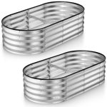 Plant & Plot Galvanized Raised Garden Beds Outdoor // 4�G2�G1 ft (2-Pack) Planter Raised Beds for Gardening, Vegetables, Flowers // Large Metal, Metal