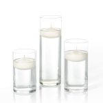 Yummi Set of 18 Floating Candles and Cylinder Vases - Ivory