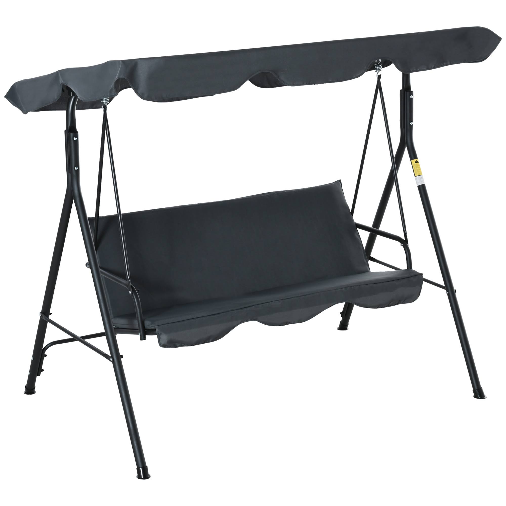 7198168348a08bf3e5ffe6b647fe0e19fcc55c9e1433b59f68b956262d4c26c3.jpg Outsunny 3-Person Porch Lawn Swing with Canopy, Outdoor Yard Glider Chair - Image 1