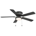 Hugger 52 in. LED Indoor Black Ceiling Fan with Light Kit