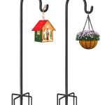 Derkniel Shepherd Hook 108 inch Tall Heavy-Duty Metal Garden Hanging Pole Stake for Bird Feeder Pole Plant Baskets, Black (2 Packs)