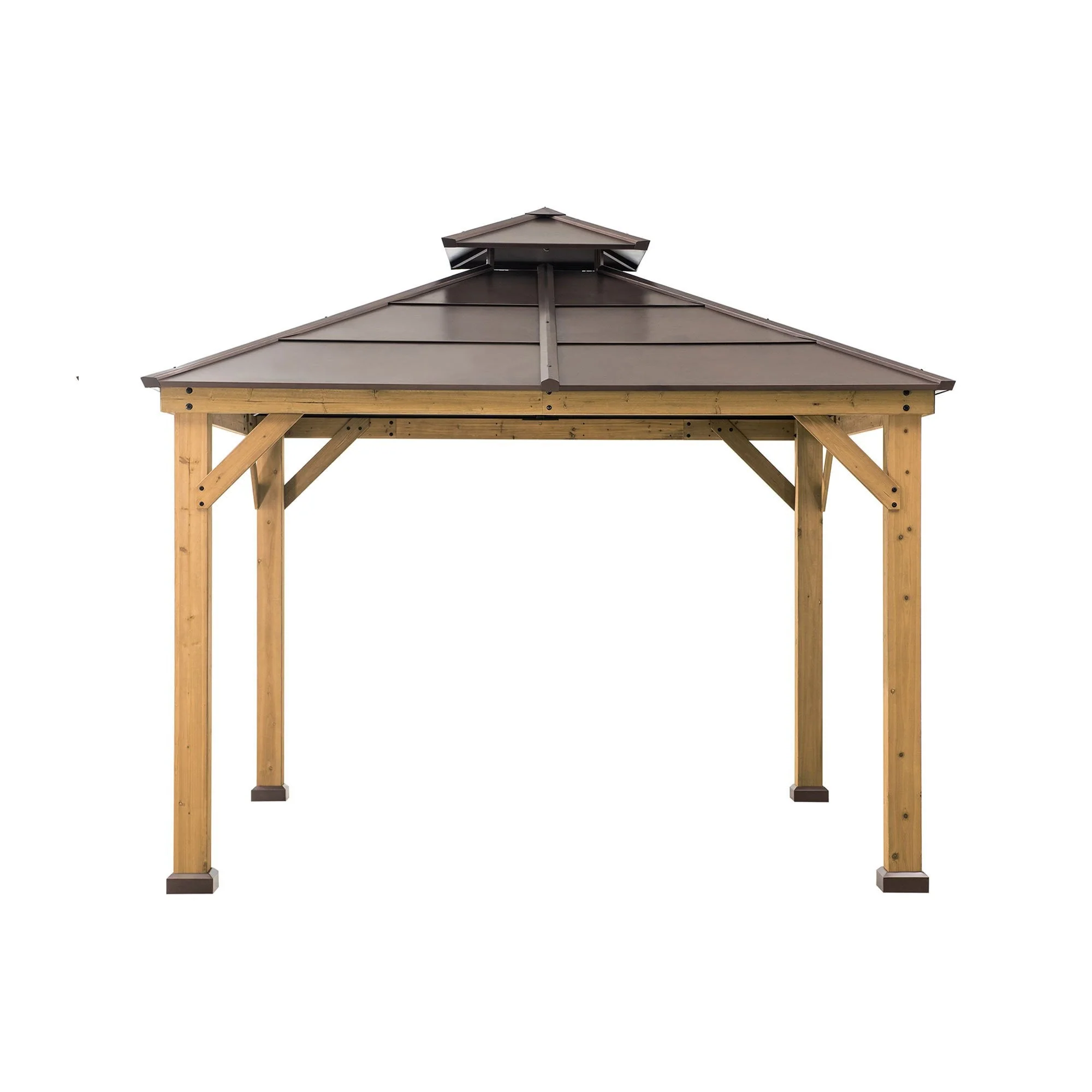 71cb3686b2b9cd128ce5cc2ba154ed941d4e87f8060d853d320762e848fbe571.webp 10 ft. x 10 ft. Cedar Framed Gazebo with Steel 2-Tier Hip Roof Hardtop - Image 1