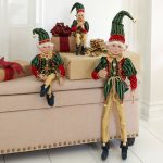 24"H Posable Christmas Elf by BrylaneHome in Red Green Gold Christmas Decoration