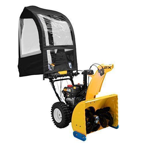 71f15493287f3192ccedb1a4e74ec77a76c2f55886dc99559c0a106521179cdf.jpg Deluxe Universal Snow Thrower Cab, Black C Fits Most Two & Three-Stage Snow Blowers, Includes Storage Pouch & Reflective Fabric - Image 1