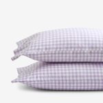 Gingham Classic Cool Organic Cotton Percale Pillowcase Set - Purple, Size Standard | The Company Store