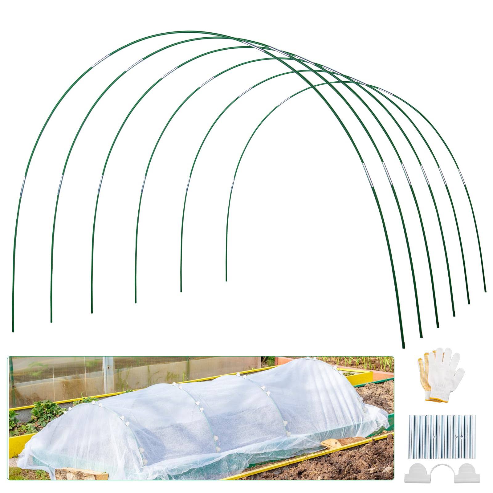 7207120b7653ffaf4a02d559f5edd594f8ec31ed69e1568a1a5410522aebde55.jpg Greenhouse Hoops for Raised Beds, 6 Set 7ft Long DIY Grow Tunnel Garden Hoops for Raised Beds Garden Netting Row Cover, Rust-Free Fiberglass - Image 1