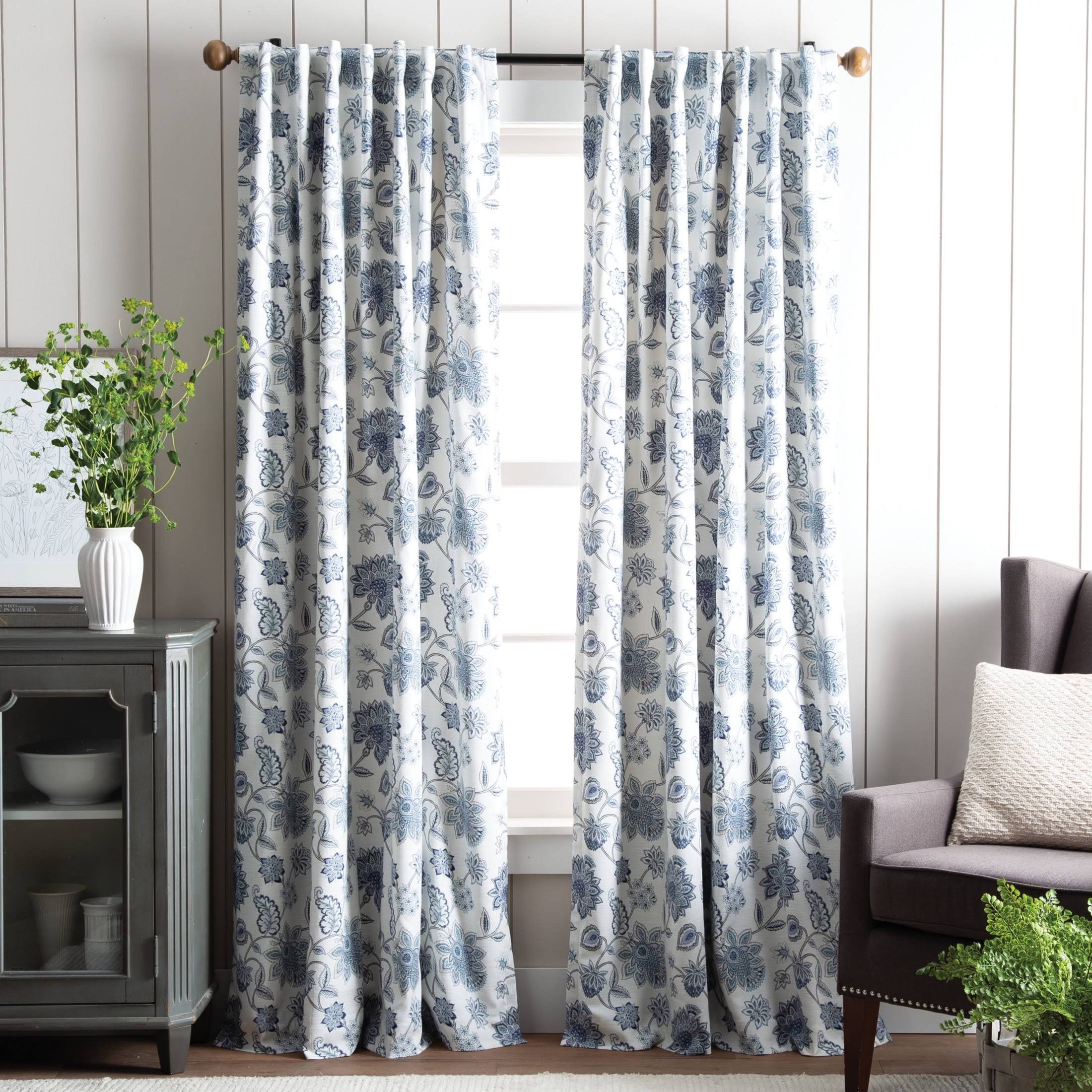720829ca7806ec738b6732fee0ee34c58512f76de3866ea46888925702a61bec.jpg Martha Stewart Jakarta Curtain Panel Pairs 84" Pair / Indigo - Image 1