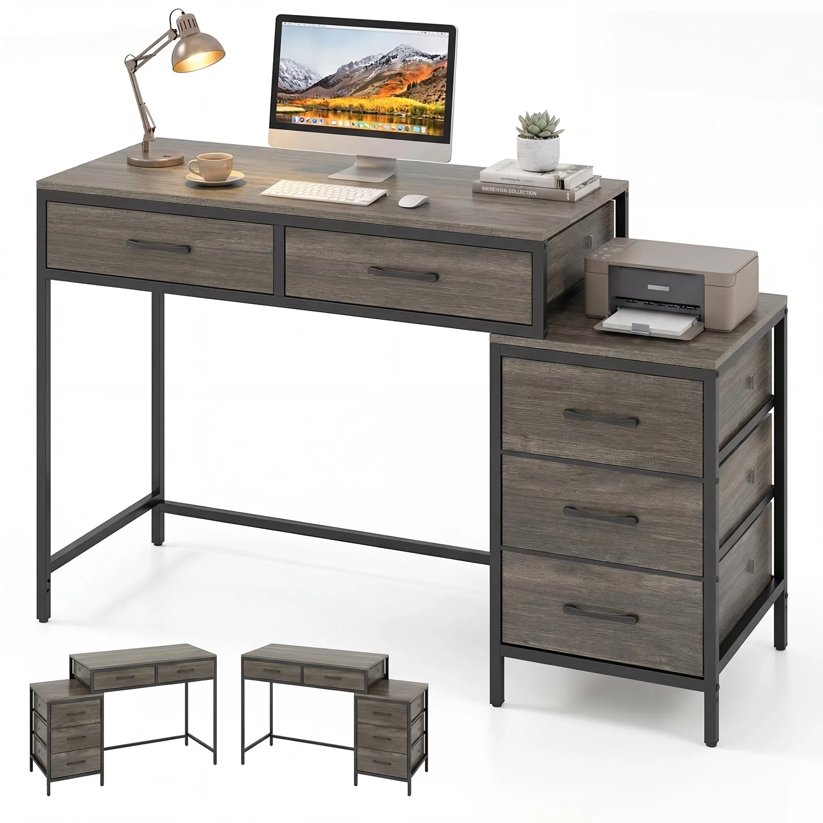 721b6e346a881c8b4fc2ac9d17a99486ca4826d842ee44c6442a11622287a5c7.webp Tangkula 51-Inch Reversible Computer Desk with 5 Drawers - Image 1