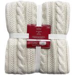 Cream Cable Knit Throw Blanket by Ashland-Christmas Decorations, Size: 50�� x 60��