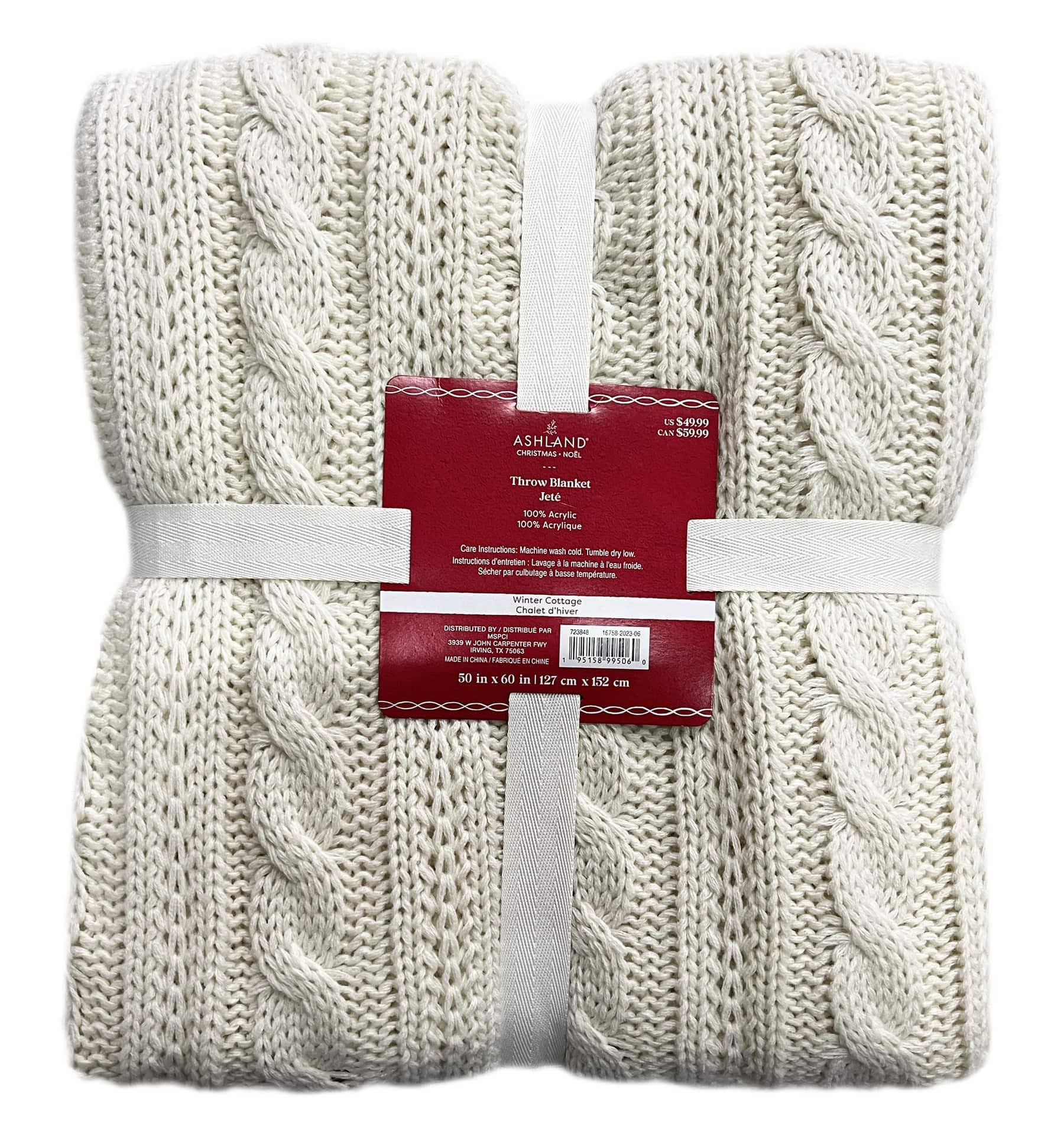 721fbd444bfd6d970c8bf853de0e599a423c33590774c4136430a8f1fcc13fb3.jpg Cream Cable Knit Throw Blanket by Ashland-Christmas Decorations, Size: 50�� x 60�� - Image 1