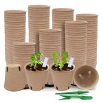 Baxrou 120 Pack 3.15 inch Peat Pots Plant Starters for Seedling, Biodegradable Herb Seed Starter Pots Kits, Garden Germination Nursery Pot Wit 30
