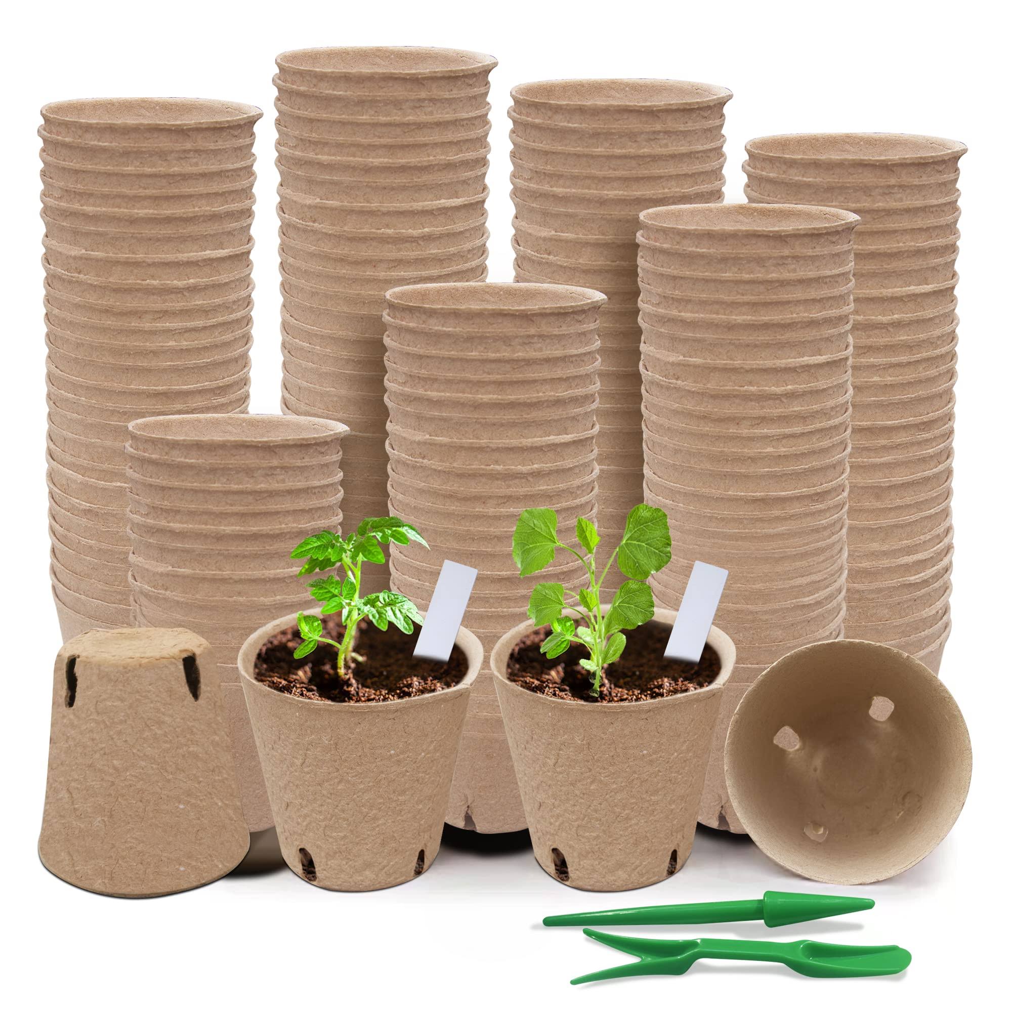 722d8f4d8479d818f022432574731d3b446e795db57e19c7fb78e88a9e517440.jpg Baxrou 120 Pack 3.15 inch Peat Pots Plant Starters for Seedling, Biodegradable Herb Seed Starter Pots Kits, Garden Germination Nursery Pot Wit 30 - Image 1