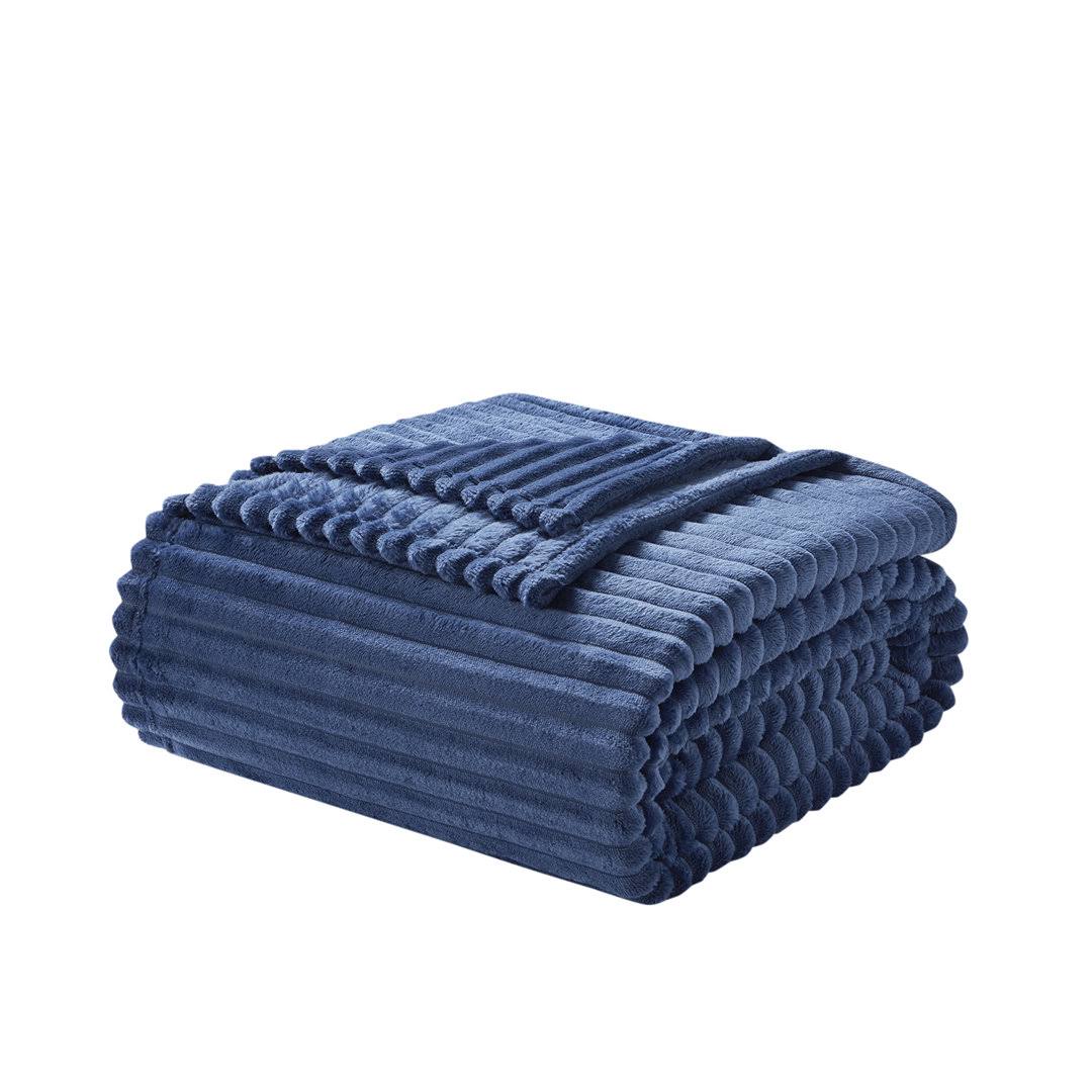7247ebb26da3f9d933ad23c1b1999495a7c6b39f25d1695f2738c79f349854d3.jpg Nestl Cut Plush Fleece Throw Blanket - Super Soft Lightweight Fuzzy Luxury Bed Blanket for Sofa Couch Bed, Twin (66 inch x 90 inch) Navy, Size: 66x90 - Image 1