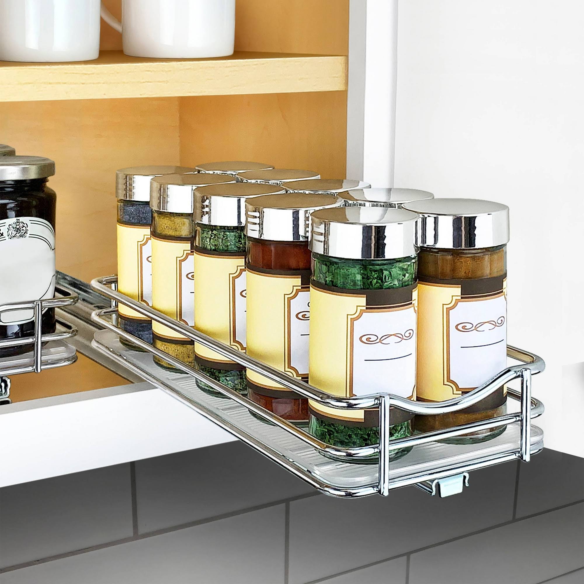 724ef978c21bc3fa2fa2c132a41f3c9d5d1fb493d274b8dc9c649b61346b076a.jpg Lynk Professional Pull Out Spice Rack Slide Out Cabinet Organizer - Image 1