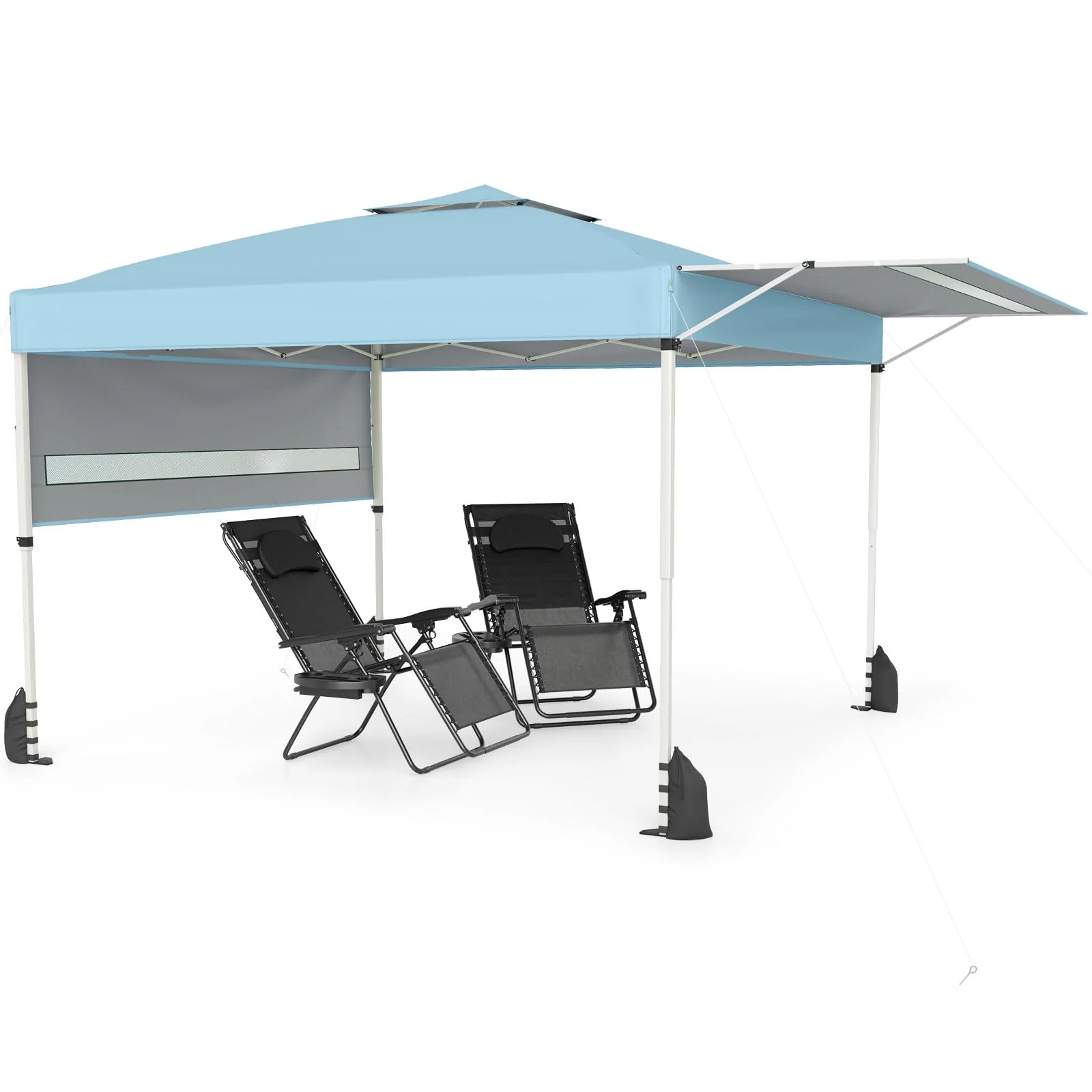 72989530bca37fa5a19866fffada62338745df6993769b16f332598387883a90.webp Tangkula 10x17 Ft Pop Up Canopy with Center Lock | Easy Setup Outdoor Canopy with 2 Adjustable Awnings - Image 1