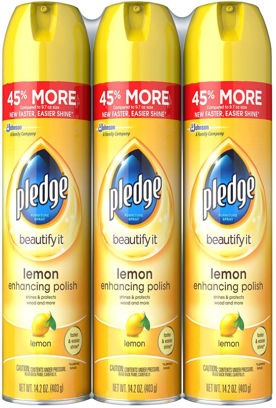 729ccc9b51d345031a6e10af5e3c26a87cb295b48c583fb7aa742510c9498877.jpg Pledge Lemon Clean Polish Fast & Easy Shine 3/14.2 oz Net WT 42.6 oz - Image 1