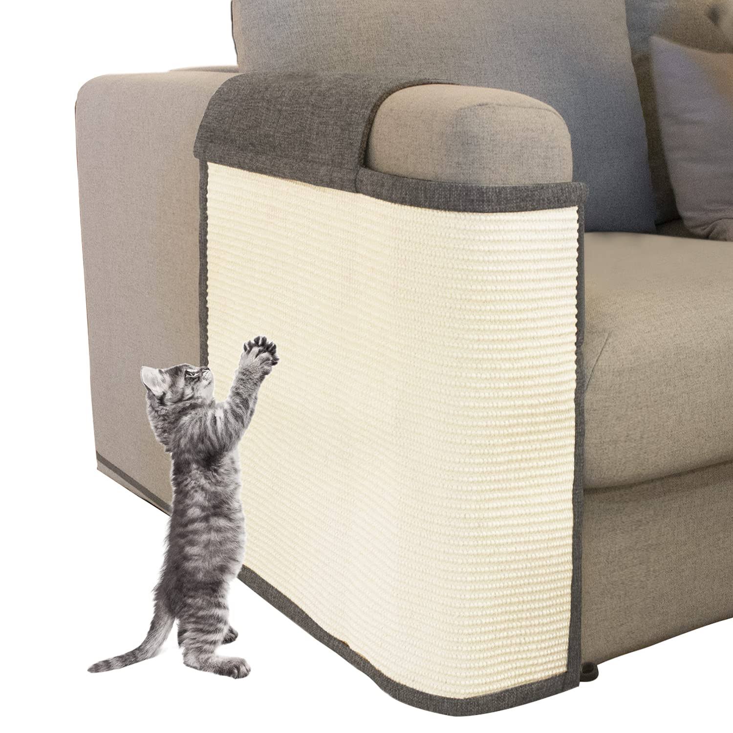 72ba911fa50fe2dfd2d63d071baa1100e3af2eeb3a85127d25a90e5a0396ef6e.jpg Oroonoko Cat Scratch Furniture Couch Protector with Natural Sisal for Protecting Couch Sofa Chair (Right Hand) - Image 1
