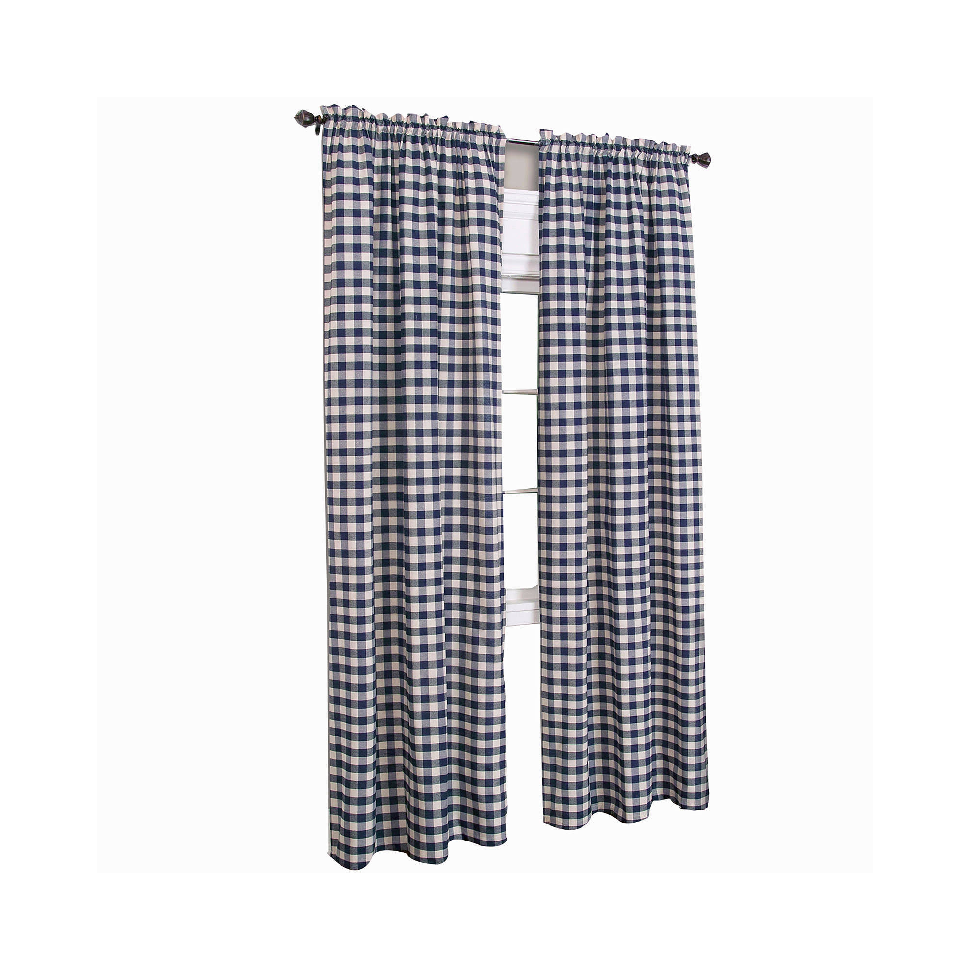 72c4e42ffb9220659b584842dc9f690c848bca20b1268b22535e1cb80e26704a.jpg Achim Navy Buffalo Check Window Curtain Panel - Image 1