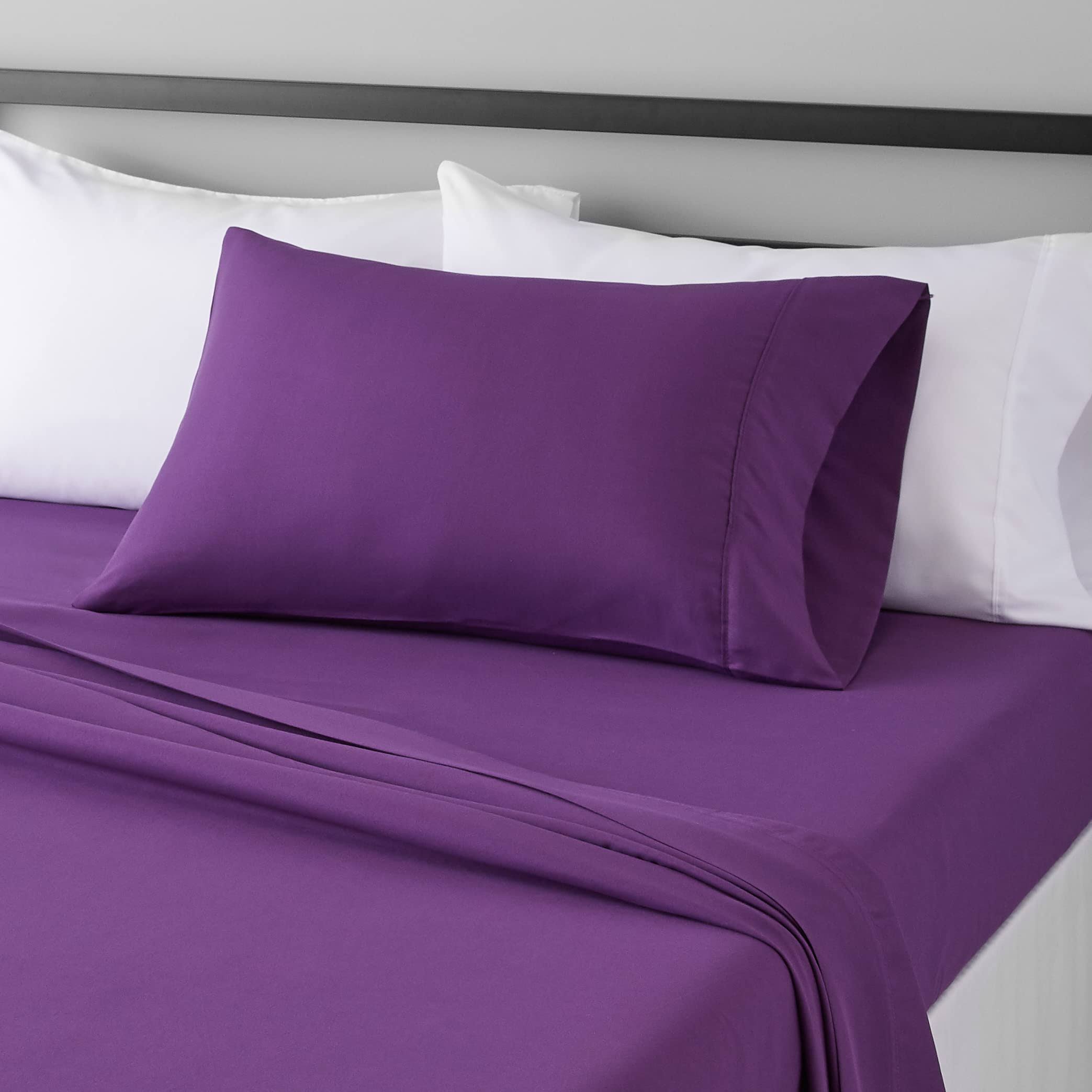 72cb61841f229360ff03e93ff5800f8c7d7aced175ce95dc1ed00aac0ee8ecd5.jpg Amazon Basics Lightweight Super Soft Easy Care Microfiber Bedding Bed Sheets Bedding Plum : Twin XL - Image 1