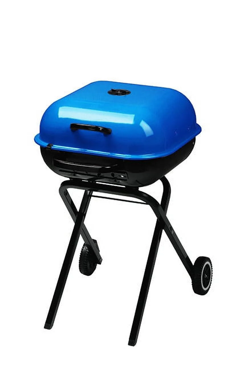 72dcf2a6b96e254b4617c884bc3e7774ed3aaf796b9e6a08126b1d1e87a5d589.webp Americana Walk - A - Bout Portable Charcoal Grill in Blue - Image 1