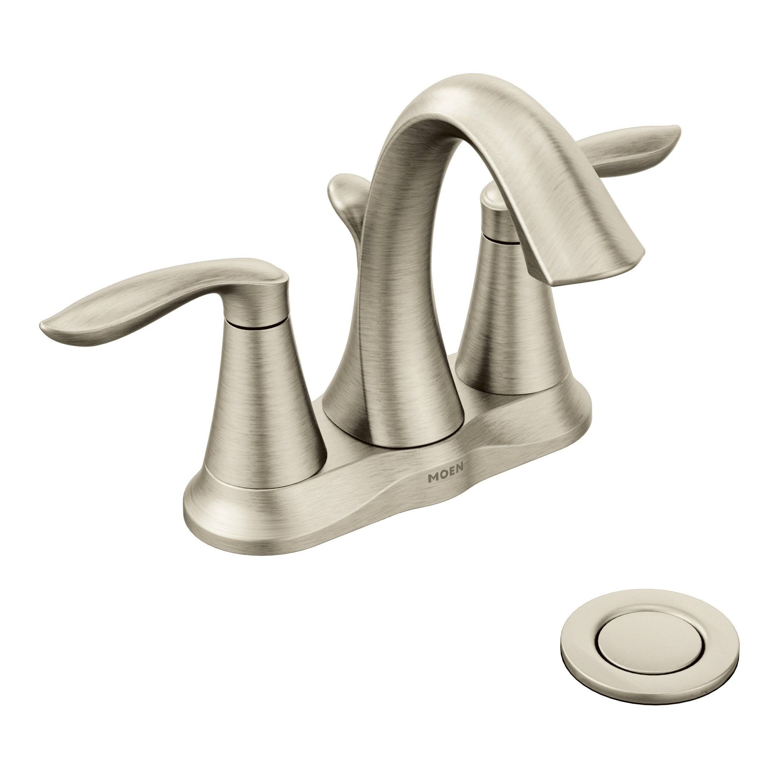 72f02826d6e862f4ef9cdace3d000ebef591a3ed1f490ca98e92492a892d4bd5.jpg Moen Eva Two Handle Centerset Bathroom Faucet Brushed Nickel 6410BN - Image 1