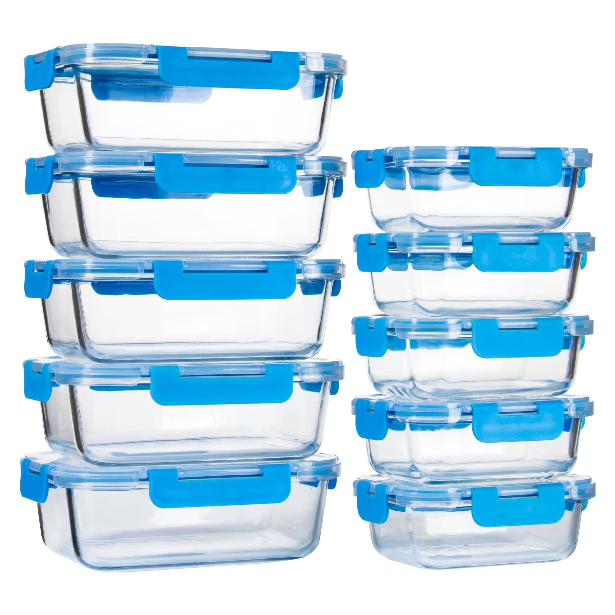 72f33038562e133564e348bea60b3ed25aa9e0b914a75053d82b6d28300350c8.jpg UMEIED 10 Pack Glass Food Storage Containers with Lids, Glass Airtight Meal Prep Container Set for Lunch, on The Go, Leftover, Kitchen Pantry - Image 1