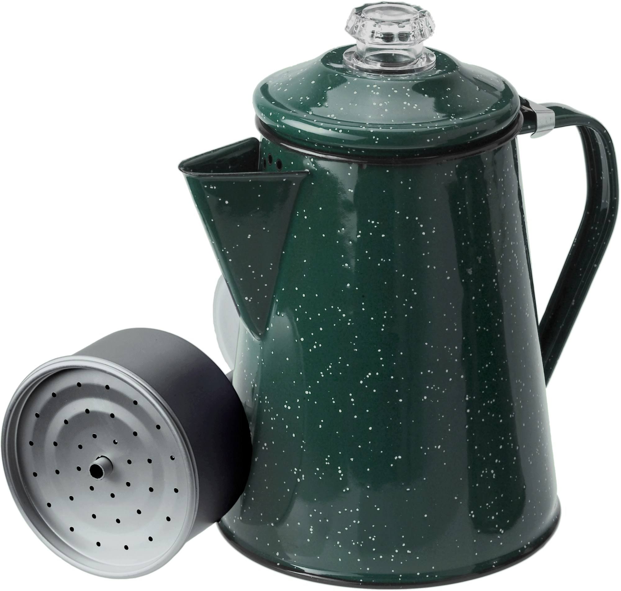 7305e871d1dcbe5ae36b6f5fedce4ff07bf0a5cf04875bb45a899cd46f591bb1.jpg GSI Outdoors 12 Cup Coffee Percolator - Green - Image 1