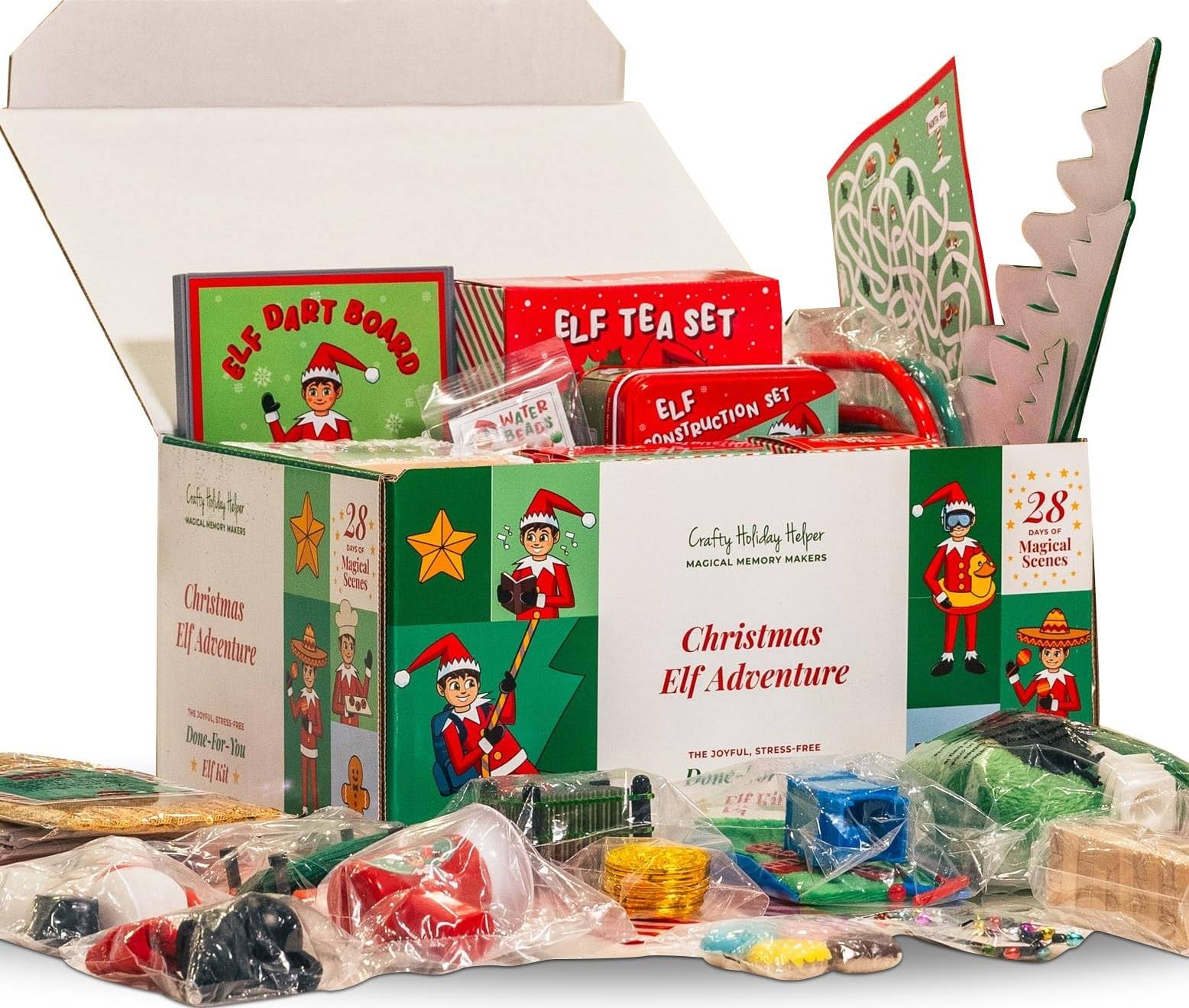 730dd7ed477862fe4f34beb4489b5068372b3f5c2a300b39c48125e8449c46de.jpg Crafty Holiday Helper Christmas Elf Adventure ÿ 28-Day Christmas Elf Kit, Christmas Countdown Gifts, Elf Props & Accessories, Holiday Decorations - Image 1