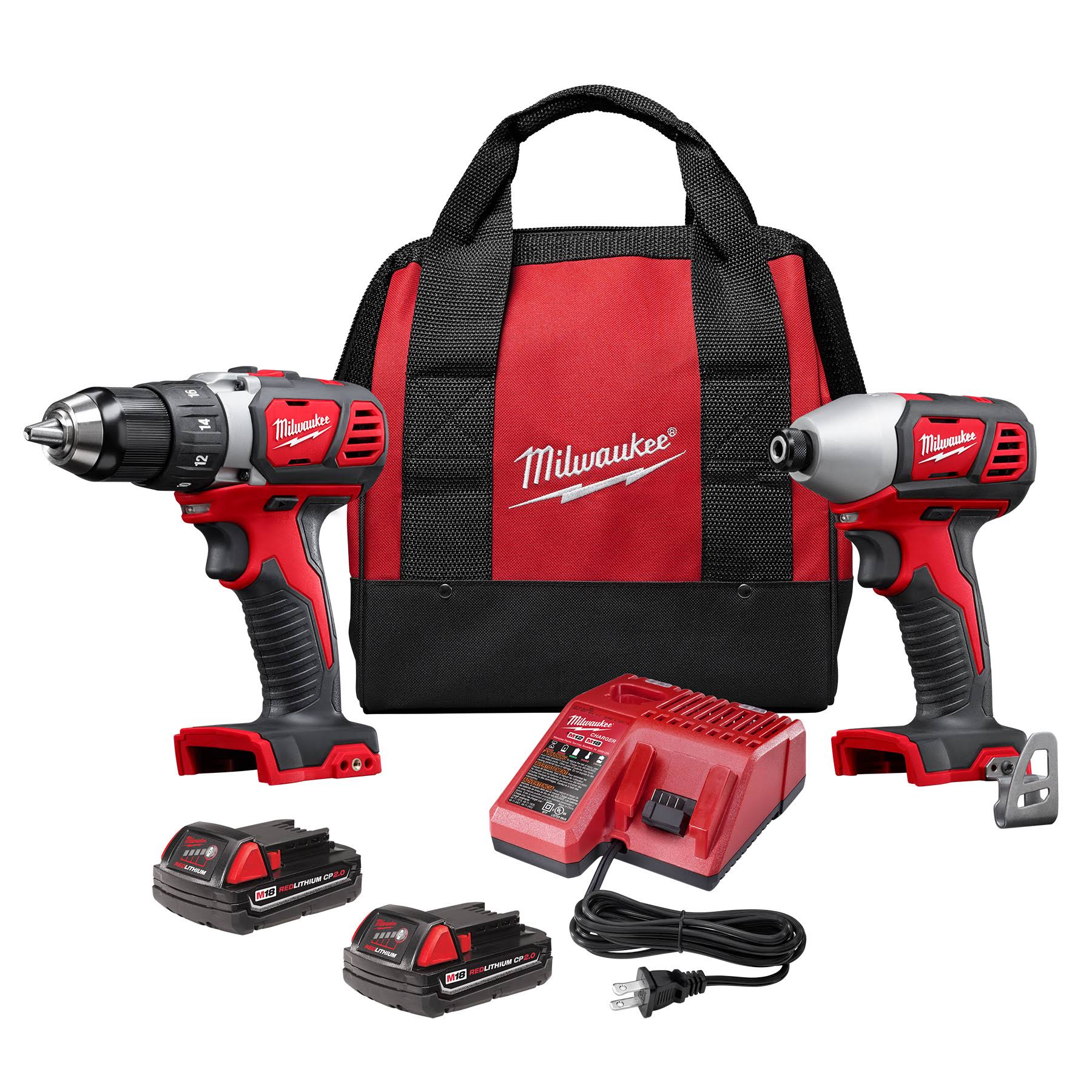 73326ffe33845e54968526f2389a687e2d2993f81f295f6e378f6a2af59a6350.jpg Milwaukee M18 Cordless Combination Kit, 18.0 Voltage, Number of Tools 2 Model: 2691-22 - Image 1