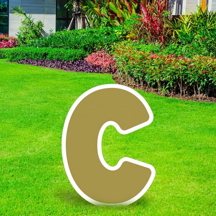 73432e840880a525b794b51bf9cf5523c577f68566738bfbd069dd0719b08026.jpg Gold Letter Corrugated Plastic Yard Sign, 24in Birthday Party - Image 1