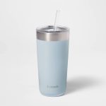 20oz Stainless Steel Straw Tumbler Light Blue - Embark