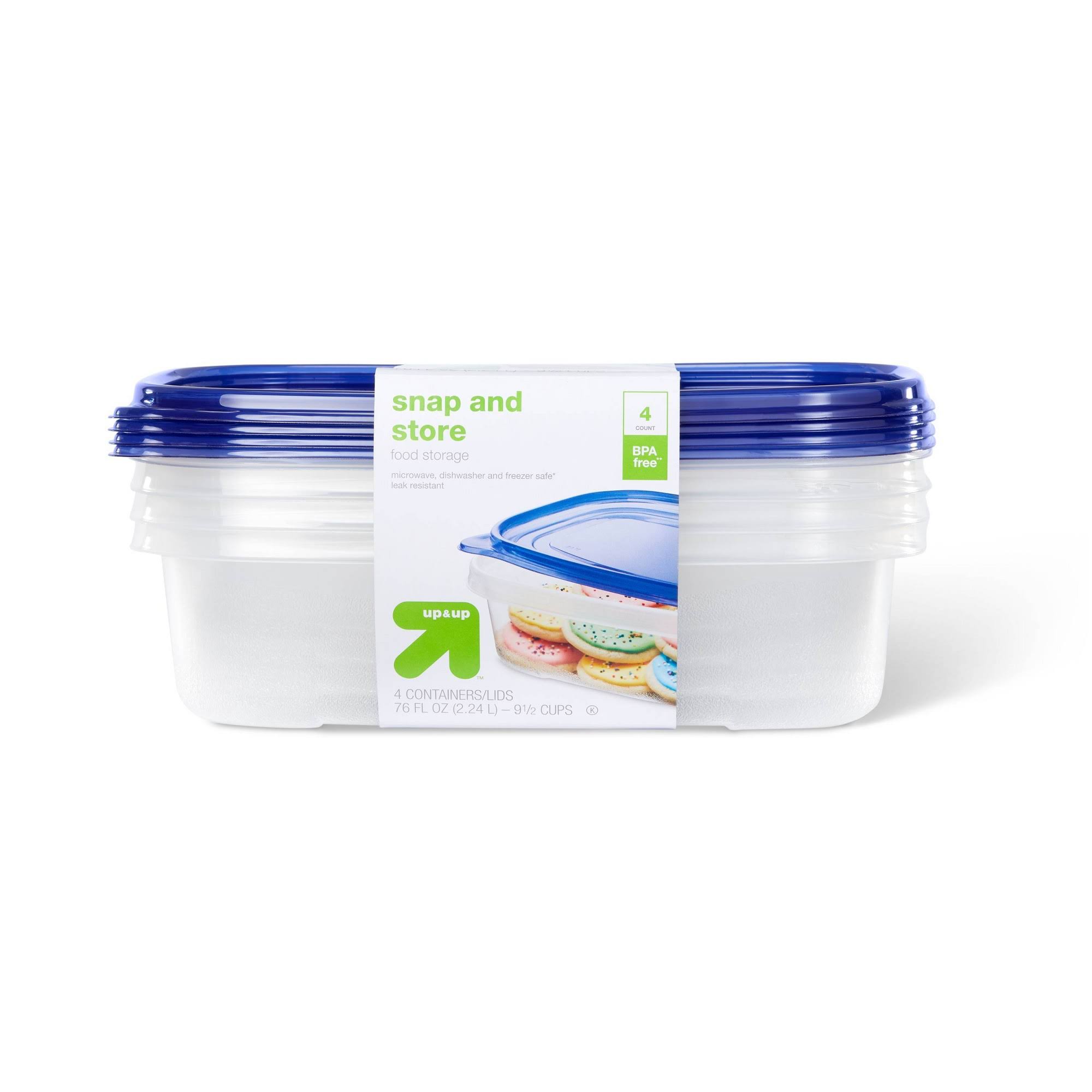 734b9f907d5eff1ce9b022648cdd02409beea723bc70f0ca08f28a770a61ee7f.jpg Snap and Store Medium Rectangle Food Storage Container - 4ct/76oz - Up & Up - Image 1