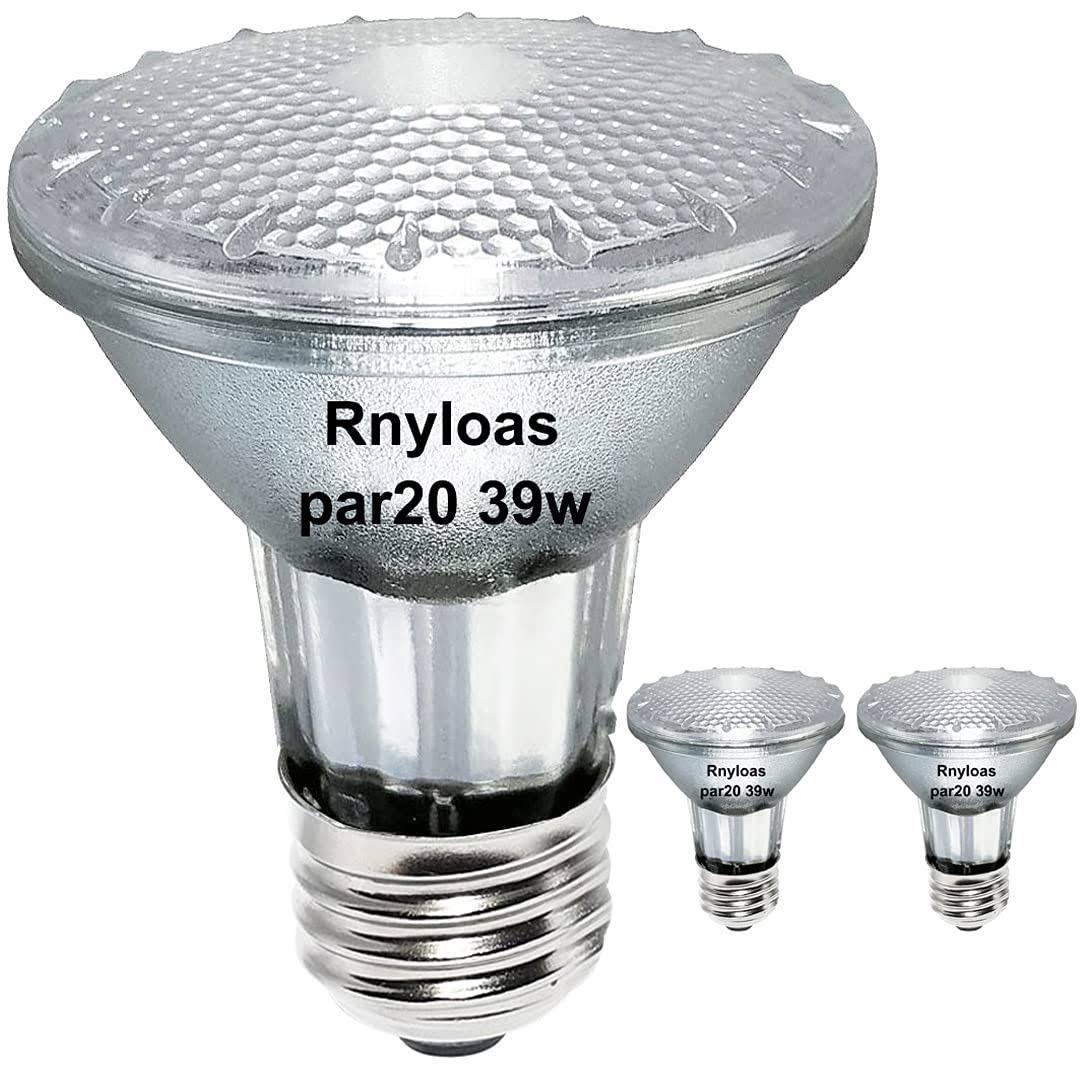735680ad2271f1e31e166b3917a0dd0ca3cbf8dbc35e3ddce78d704080598cc2.jpg Rnyloas PAR20 Flood 39W 120V 480 Lumens, 2Pack High Output 39W PAR20 Halogen(50W Equivalent) with E26 Medium Base, 3000K Warm White, PAR20 Bulb Dimmable, - Image 1