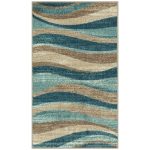 Mainstays 1'8 x 2'10 Textured Waves Indoor Entryway Area Rug - Blue & Brown - Each