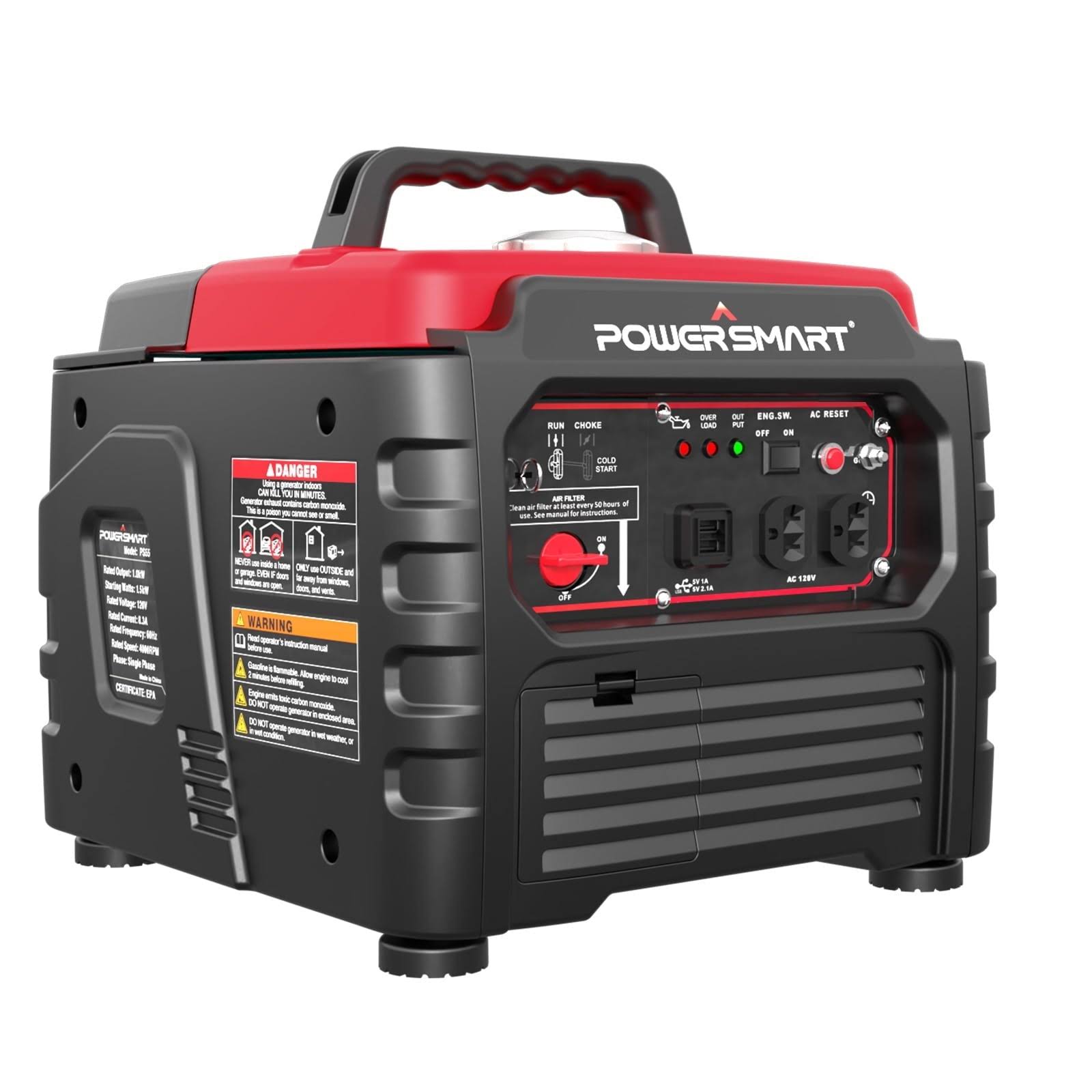 73c19a3446b39b3a4e50c1a367d14b540587e6ca3dbb4be6fd1293c10c96e460.jpg Powersmart 1500 Watt Portable GAS Power Generator for Outdoor Camping and Home Use, Inverter Generator , PS55, Size: One size, Black - Image 1