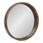 Kate and Laurel Hutton Round Wood Wall Mirror - 22" Diameter (Rustic Natural Brown)