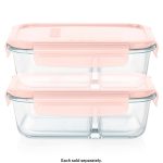 Pyrex 4C 2 Compartment Meal Box Food Storage Containers Pink