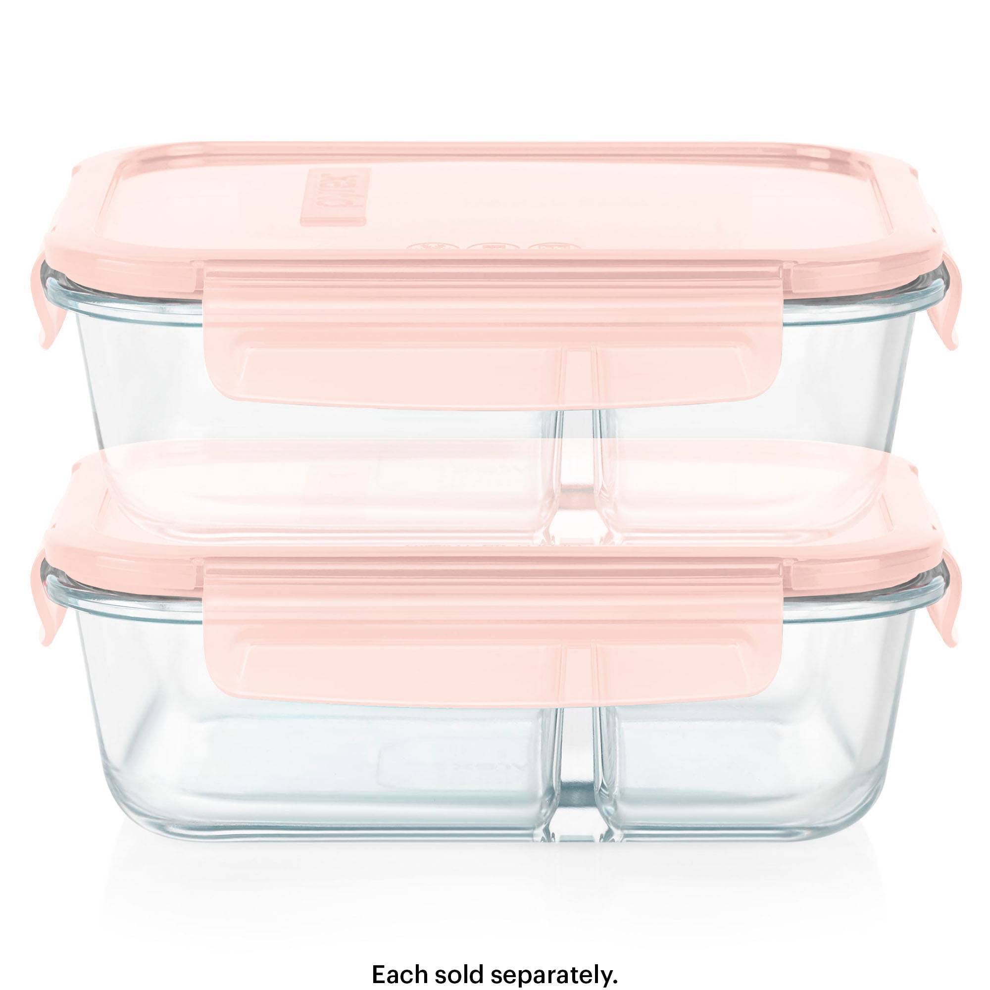 73f42bdbfd3b1a8e7fe8107f3e4aca1c36005f04985f5255c1cb7b292e7cc528.jpg Pyrex 4C 2 Compartment Meal Box Food Storage Containers Pink - Image 1