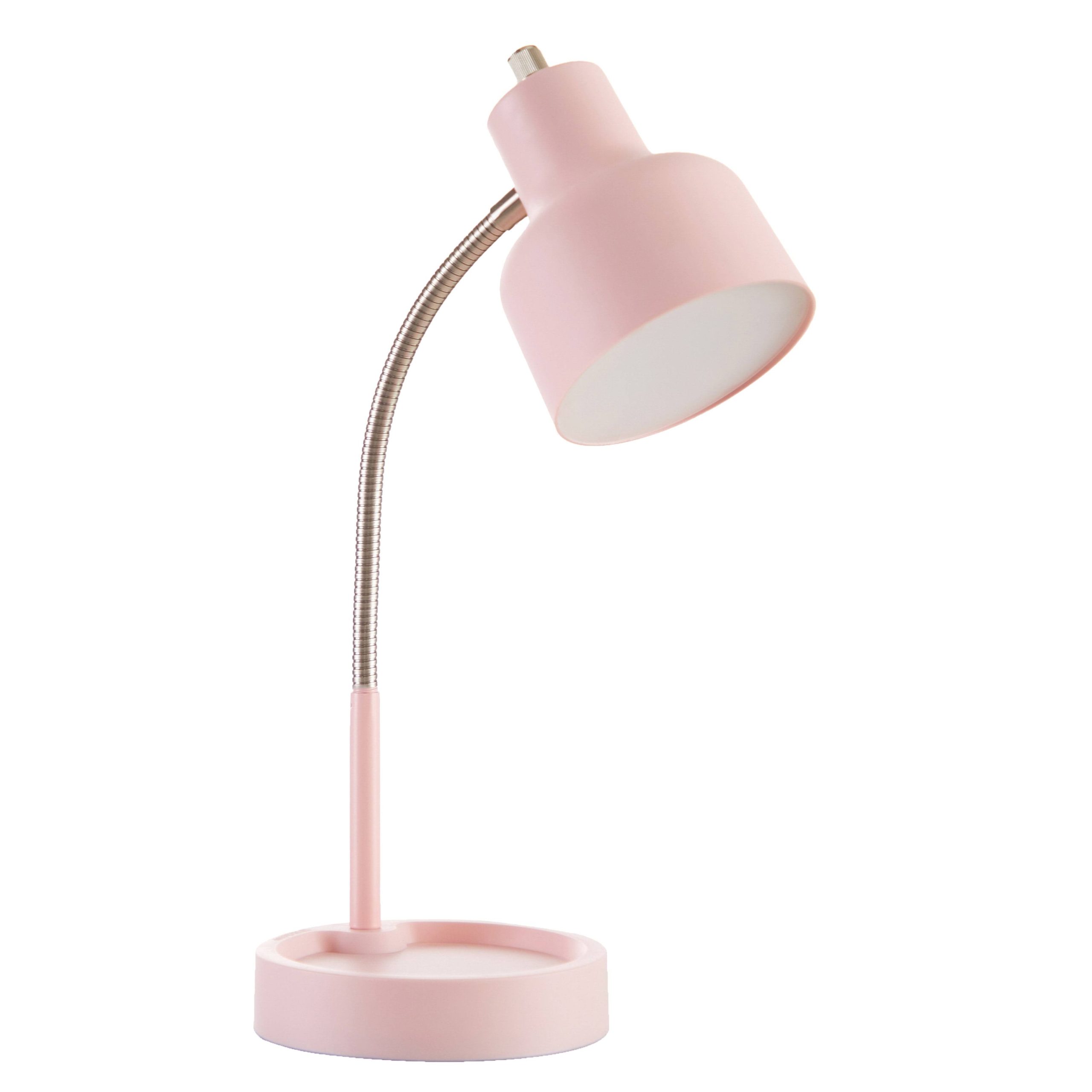 73f94396355b764ca58cfd3179b01954f762090aa36ce9b93d9fadcebaf81ac8.jpg Mainstays LED Desk Lamp with Catch-All Base & AC Outlet, Matte Blush Pink - Image 1
